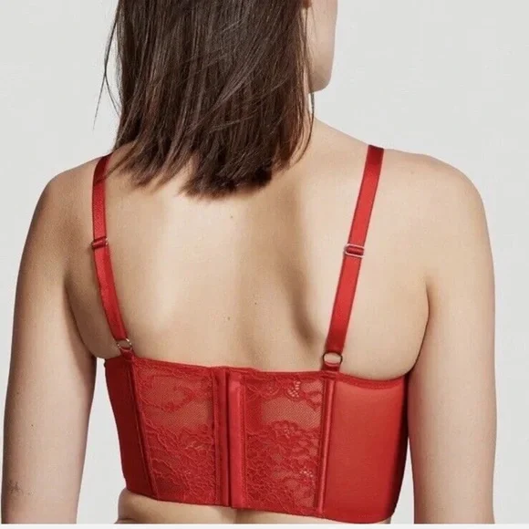 NEW Victorias Secret Dream Angels Valentine's Lace-up Corset Bra Crop Top Heart - Picture 3 of 10